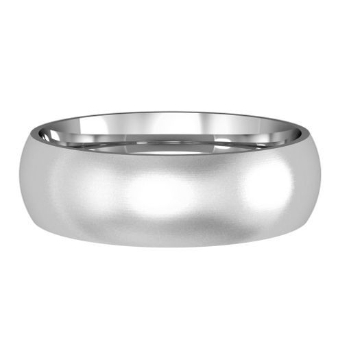 9ct White Gold 6mm Court Satin-Brushed Wedding Ring