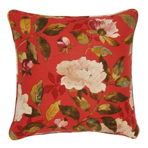 Image of Edinburgh Weavers Peony Cushion In Ruby