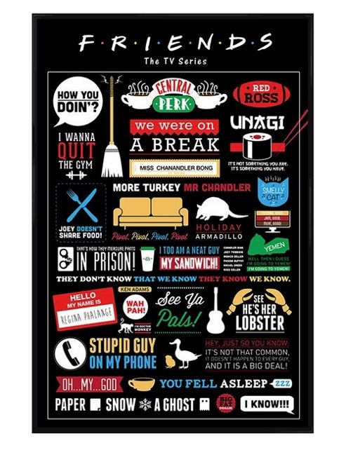 Image of Gloss Black Framed Friends Infographic Poster