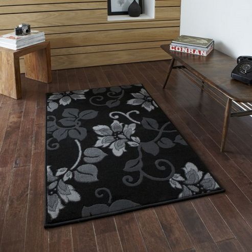 Image of Think Rugs Modena Black/grey Budget Rug - Runner 65 Cm X 220 Cm (2 Ft 2 In X 7 Ft 3 In)