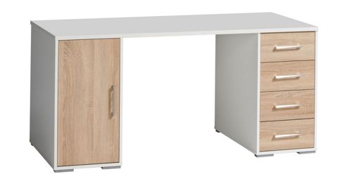 Image of Maja- M--bel 4 Drawer Computer Desk - White / Sonoma-oak