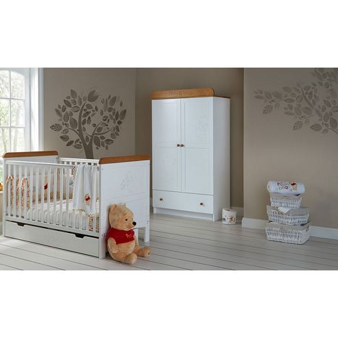 Image of Obaby Winnie The Pooh Cot Bed/drawer/double Wardrobe