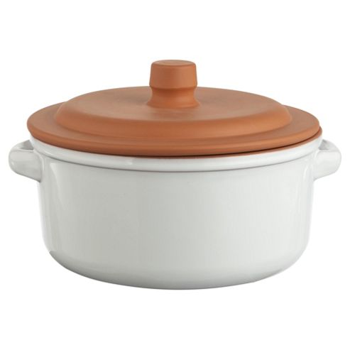 Image of Terracotta Casserole Dish, White