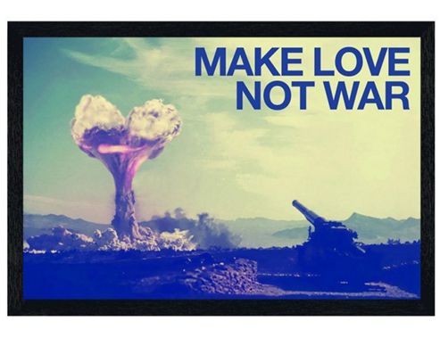 Image of Black Wooden Framed Make Love, Not War Poster