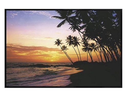 Image of Sunset Over The Sea Gloss Black Framed A Maldive Evening Poster