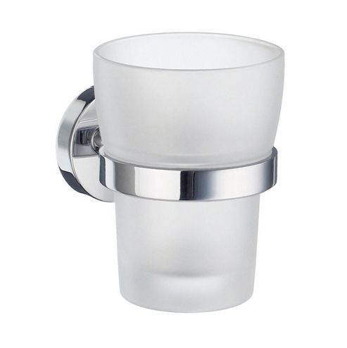 Image of Smedbo Home Holder With Frosted Glass Tumbler - Polished Chrome