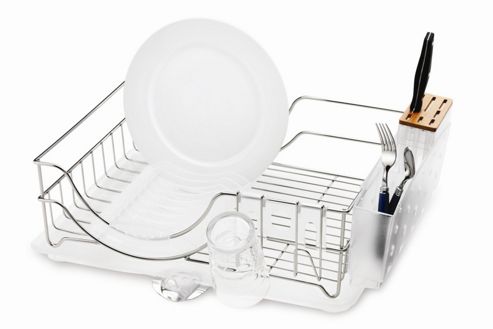 Image of Simplehuman System Dish Rack In Brushed Stainless Steel