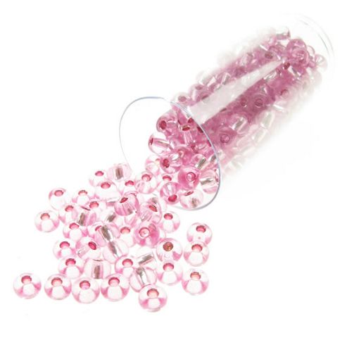 Image of Rocaille Beads Pink With Silver Lining 20 Gram