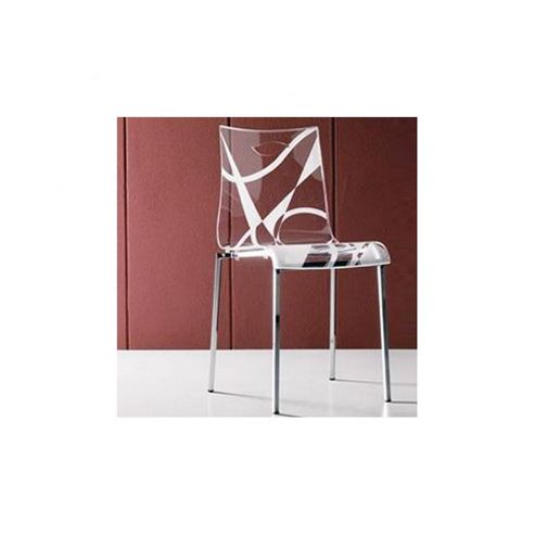 Image of Ozzio Design Lizzy Chair (set Of 2) - Steel Alike - Neutral Transparent Vitrex With Laser Pattern