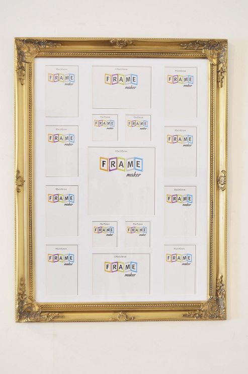Image of 2ft8 X 2ft Large Antique Style Gold Multi Picture Framed Wall Mounted Collage