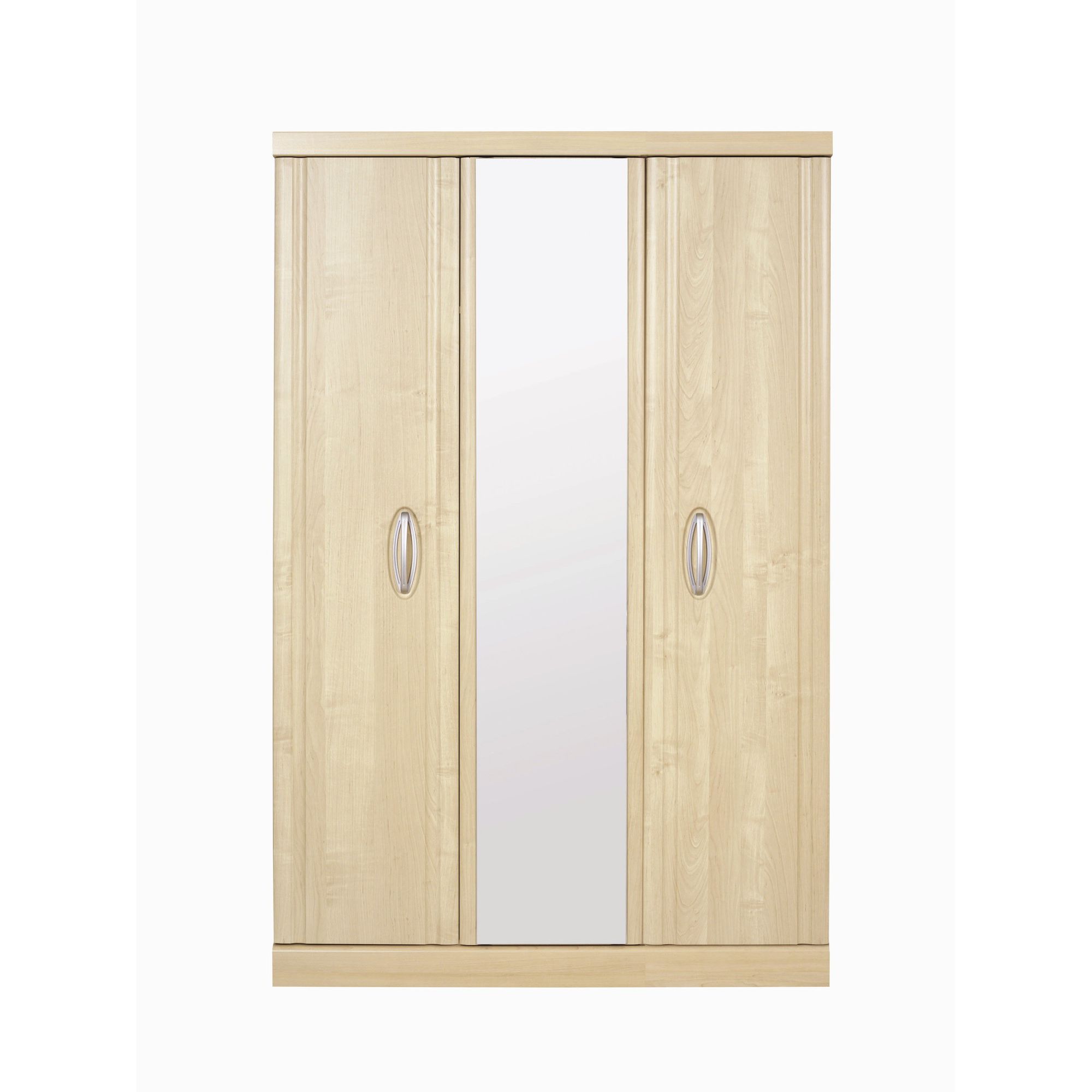 Caxton Strata 3 Door Mirrored Short Height Wardrobe in Pear Wood at Tesco Direct