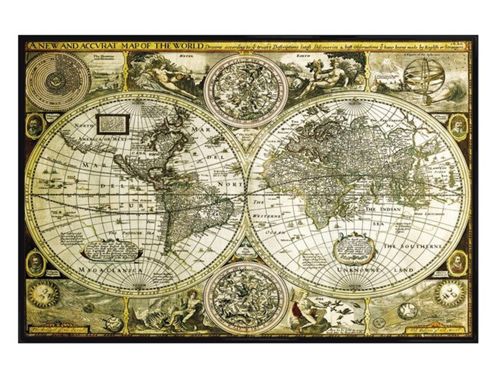 Image of Gloss Black Framed Historical World Map Poster