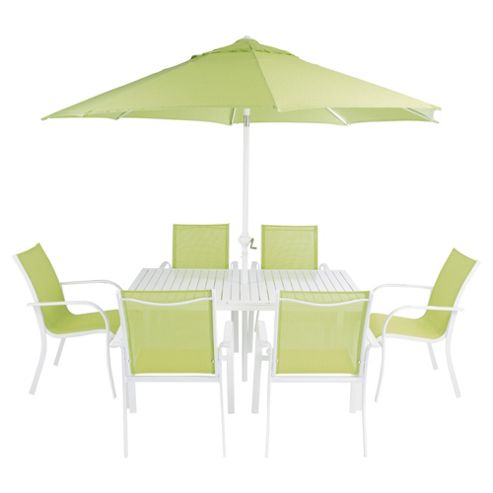 Image of 8-piece Metal & Polyester Garden Furniture Set, Lime