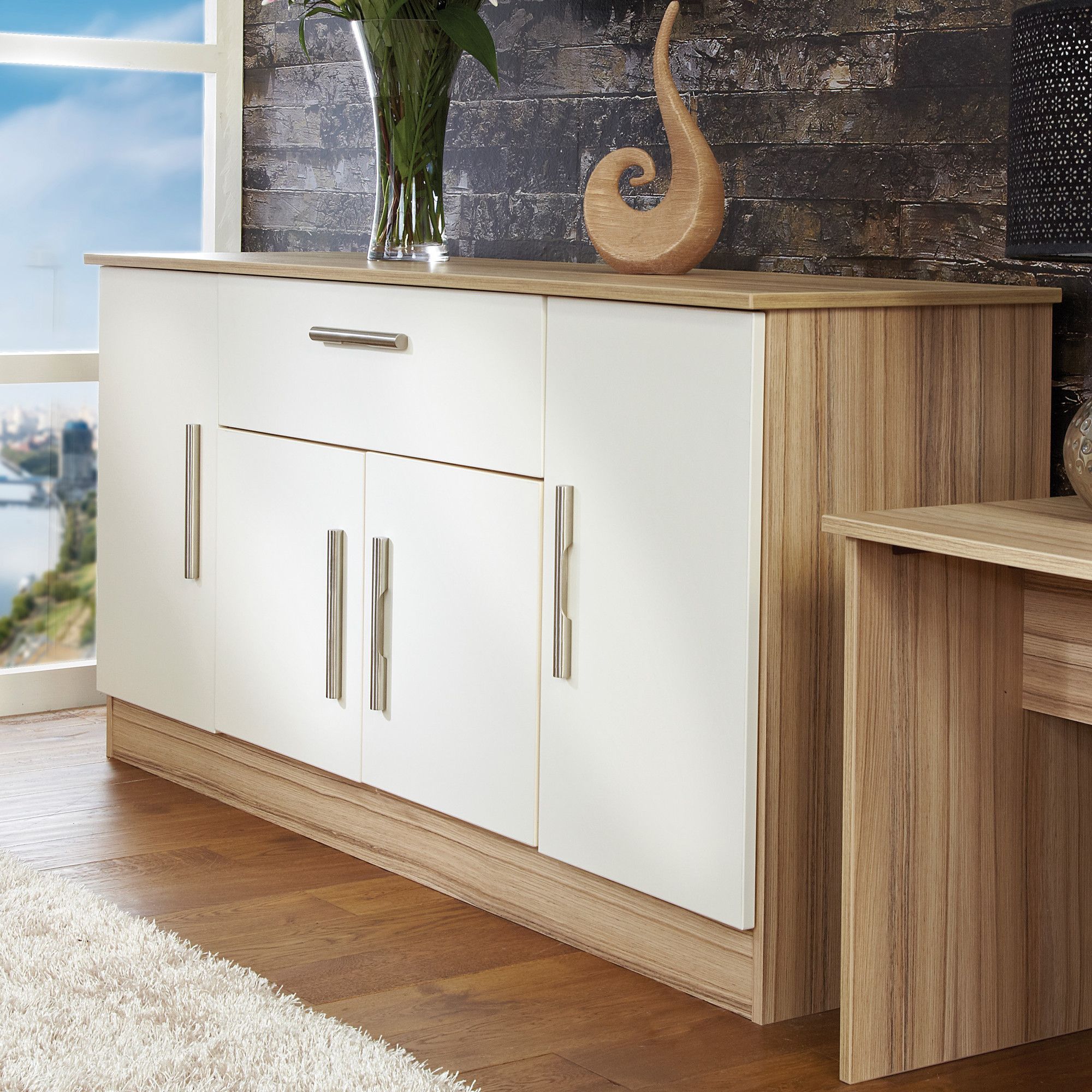 Welcome Furniture Living Room Wide 4 Door / 1Drawer Unit - Vanilla/Cocobola at Tesco Direct