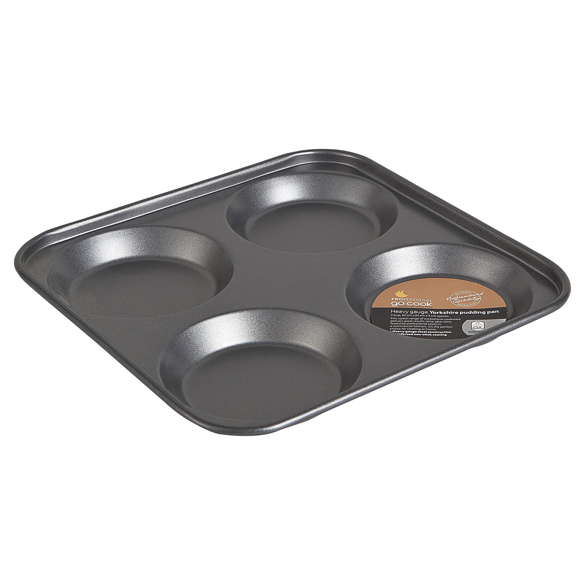 Yorkshire Baking Pudding Tray 4 Cup Carbon Non-Stick Bakeware Oven Roasting  Tin