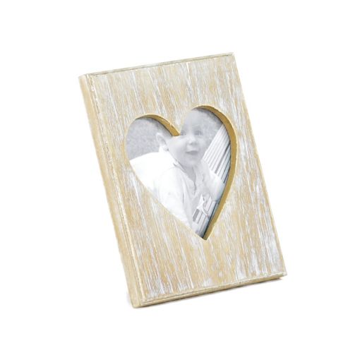 Image of Natural Wood Photoframe With Heart Aperture