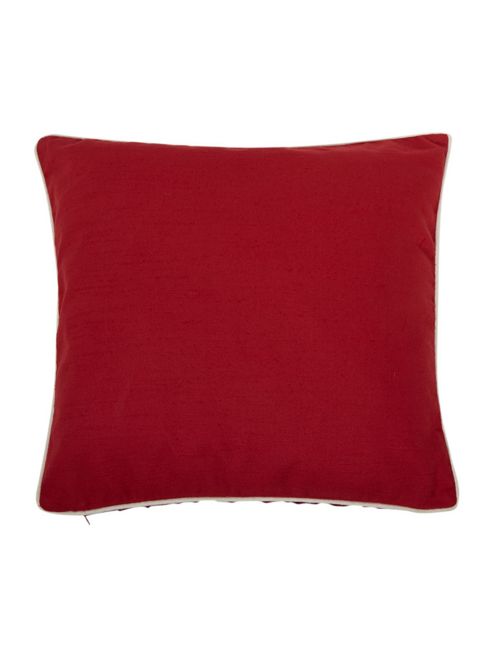 Image of Linea Red Cotton Cushion With Contrast Piping In Red