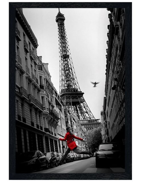 Image of Paris Photography Black Wooden Framed La Veste Rouge Poster