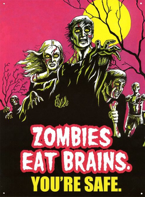Image of Zombies Eat Brains Tin Sign