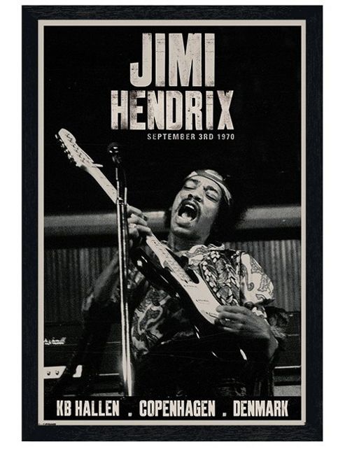 Image of Jimi Hendrix Black Wooden Framed Live In Copenhagen Poster
