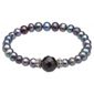 Black Pearl Stretch Bracelet with Black Agate Bead