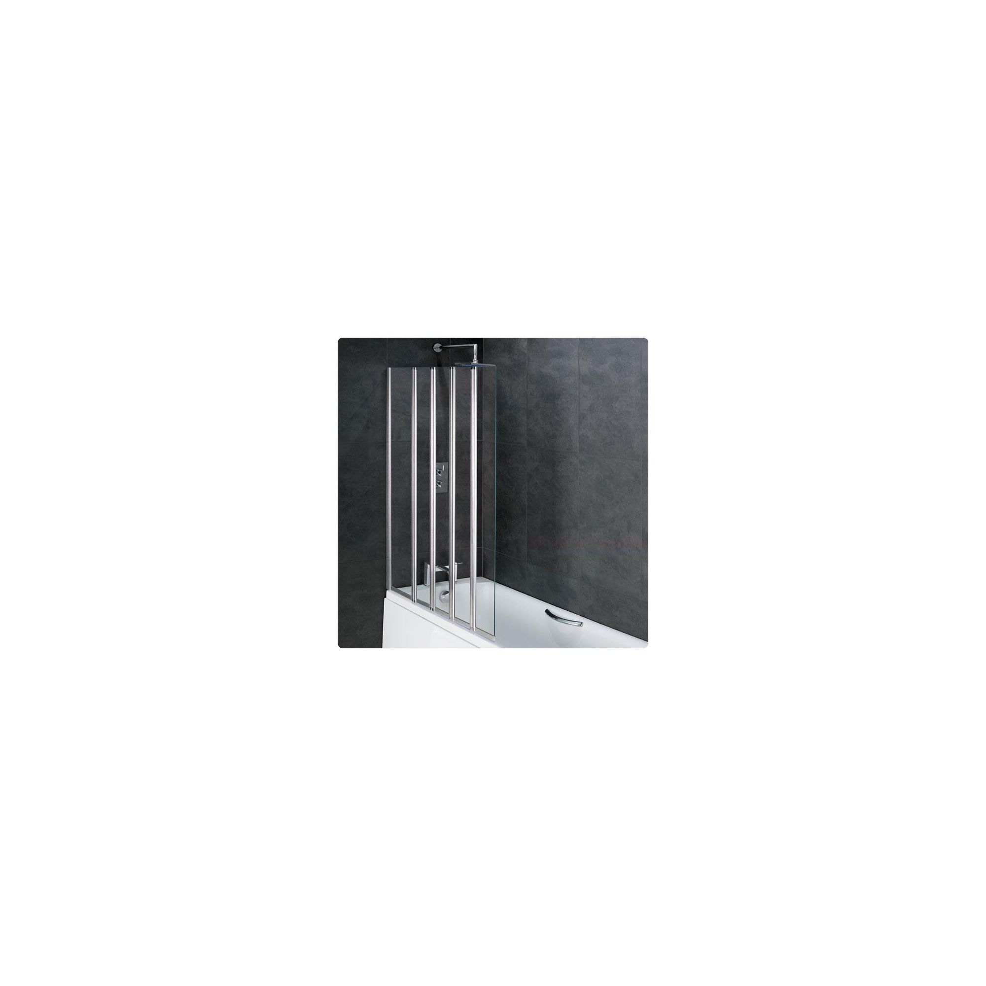 Duchy ROSETTA Folding Bath Screen 1 Fixed Panel with 4 Folding Panels LEFT HANDED with Silver Profile (1250mm Wide x 1400mm High) at Tesco Direct