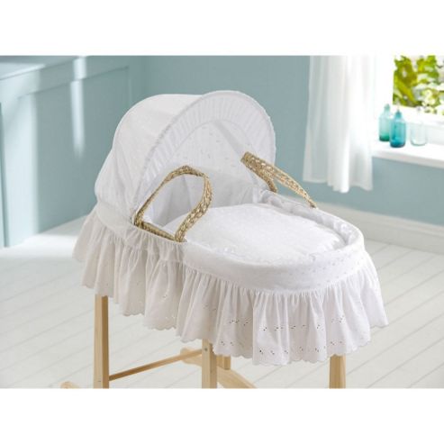 Image of Clair De Lune Broderie Anglaise Palm Moses Basket