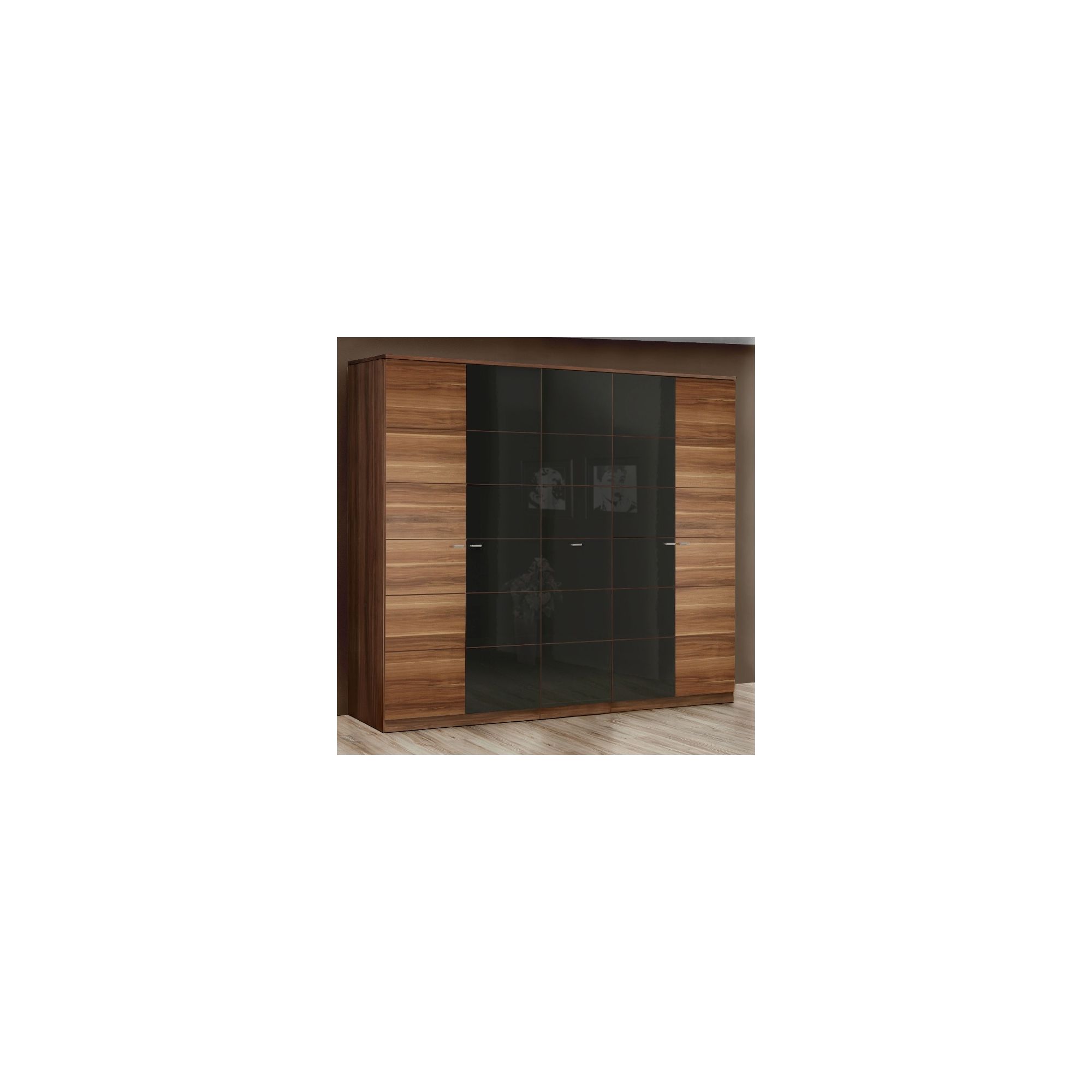 Amos Mann furniture Valencia 5 Door Wardrobe - Black at Tesco Direct