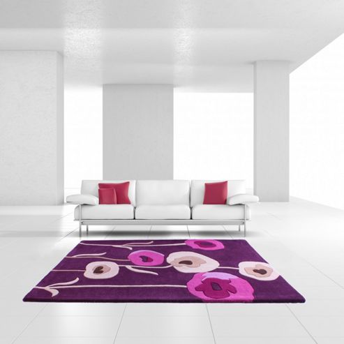 Image of Ultimate Rug Co Floral Art Sovereign Purple Rug - 120 Cm X 170 Cm (3 Ft 11 In X 5 Ft 7 In)