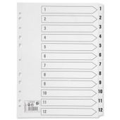 5 Star Index 230 micron Card with Clear Mylar Tabs 1-12 A4 White
