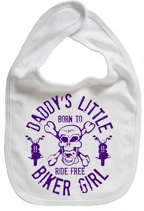 Image of Dirty Fingers Daddy's Little Biker Girl Baby Bib White