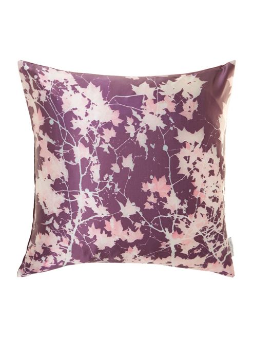 Image of Pied A Terre Digital Leaf Print Cushion, Purple