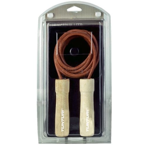 Image of Tunturi Leather Skipping Rope With Wooden Handles