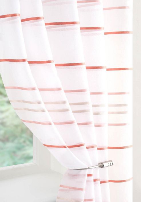 Image of Ribbon Voile Curtain Panel - Red