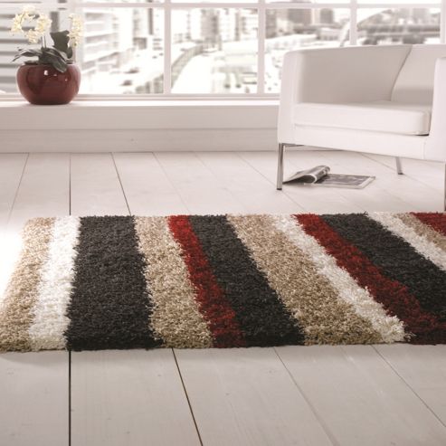 Image of Nordic Channel Black/red 80x150 Cm Shaggy Rug