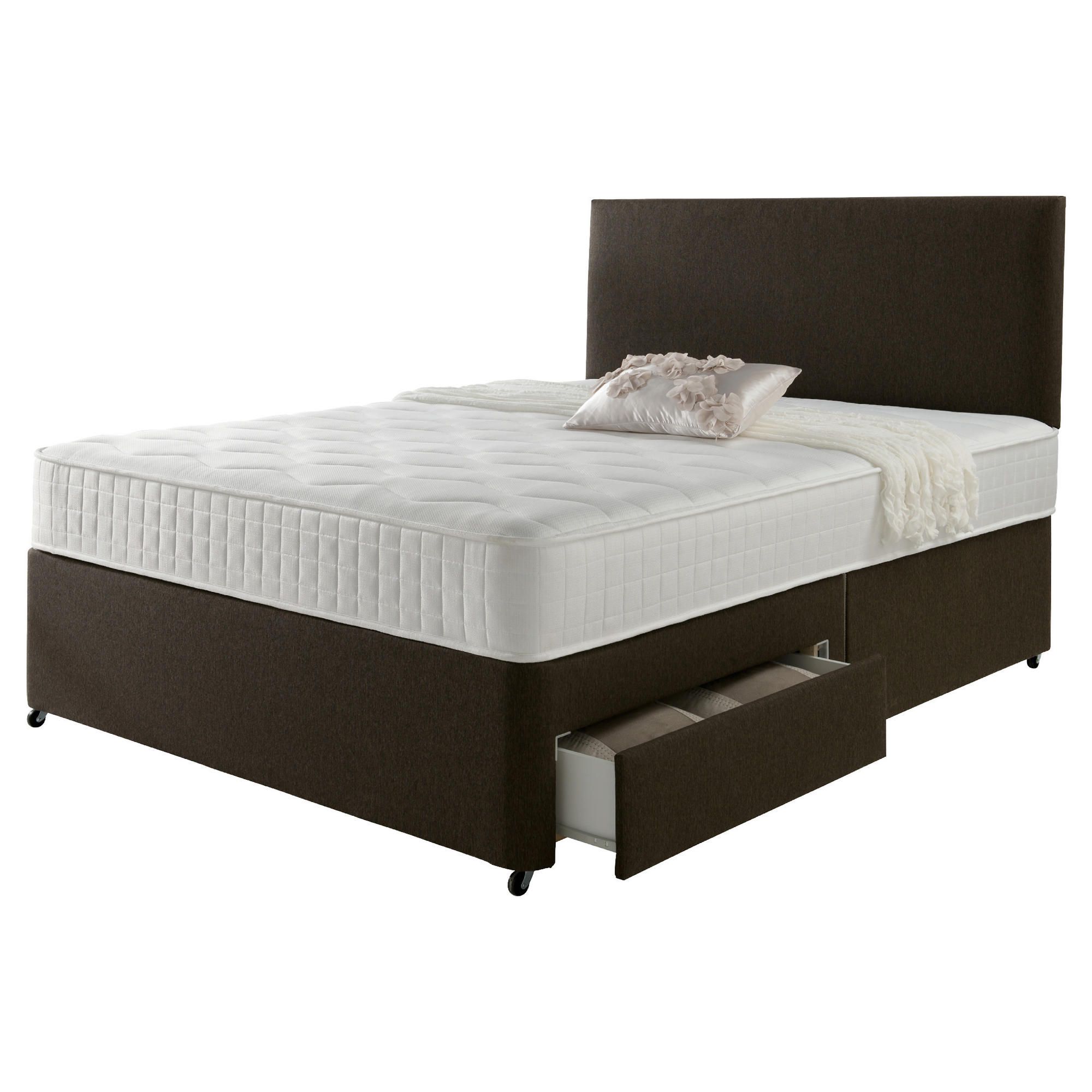 Rest Assured Memory 2 Drawer Double Divan and Headboard Chestnut at Tesco Direct
