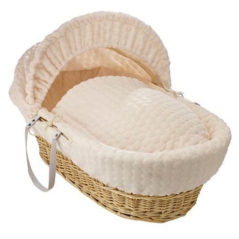 Image of Clair De Lune Natural Wicker Moses Basket (marshmallow Cream)