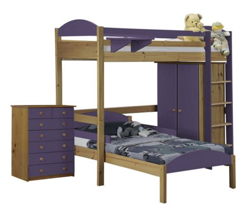 Image of Maximus L Shape High Sleeper Set 2 Antique With Lilac Details
