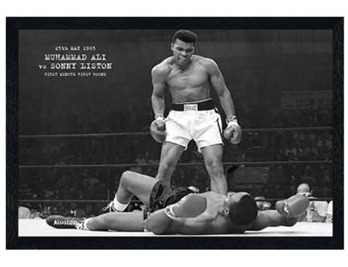 Image of Muhammad Ali Black Wooden Framed Sonny Liston Poster
