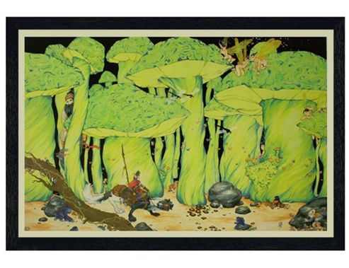 Image of Black Wooden Framed Enchanted Forest Poster