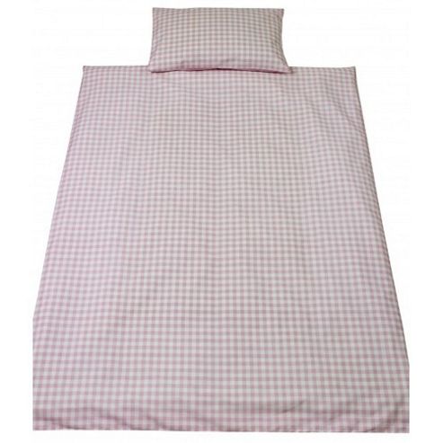Image of Saplings Cot Bed Quilt & Pillowcase Set - Pink Gingham