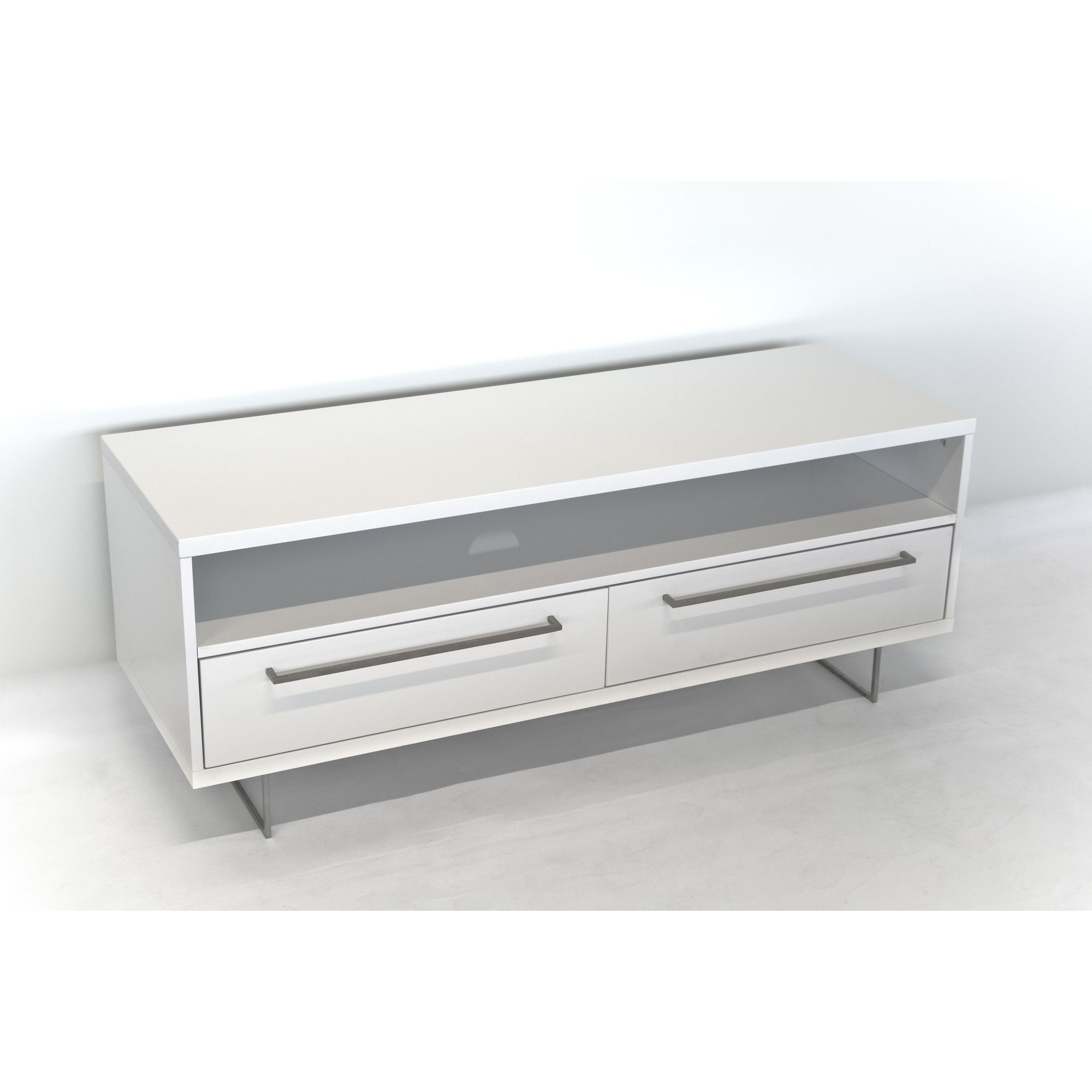 RGE Lago 2 Drawers Multi-Media TV Storage and Display Unit - Lacquer White High Gloss at Tesco Direct