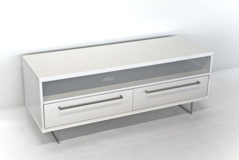 Image of Rge Lago 2 Drawers Multi-media Tv Storage And Display Unit - Lacquer White High Gloss