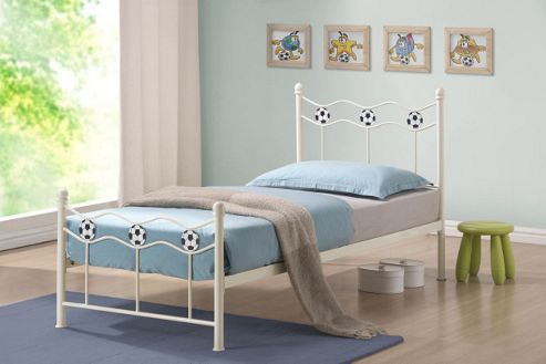 Image of Time Living Chiswick Football Metal Bed Frame - Ivory