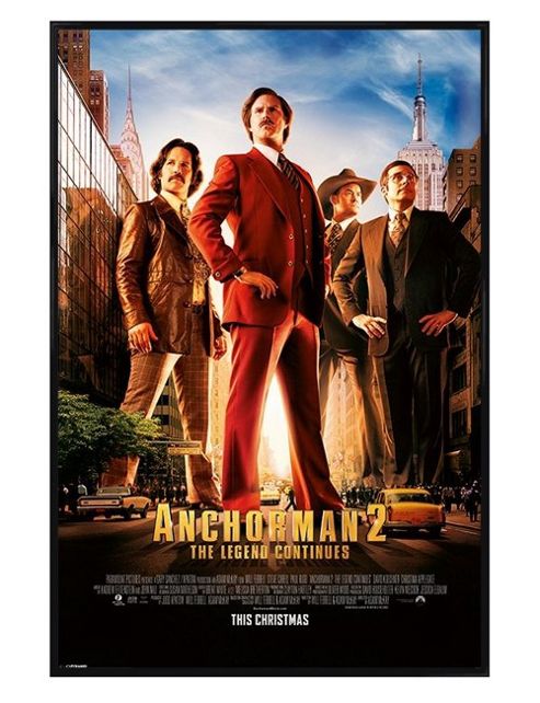 Image of Gloss Black Framed Anchorman 2 The Legend Continues Poster