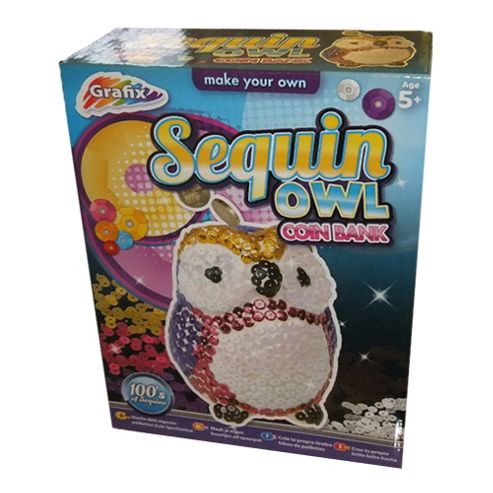 Image of Grafix Sequin Owl Coin Bank