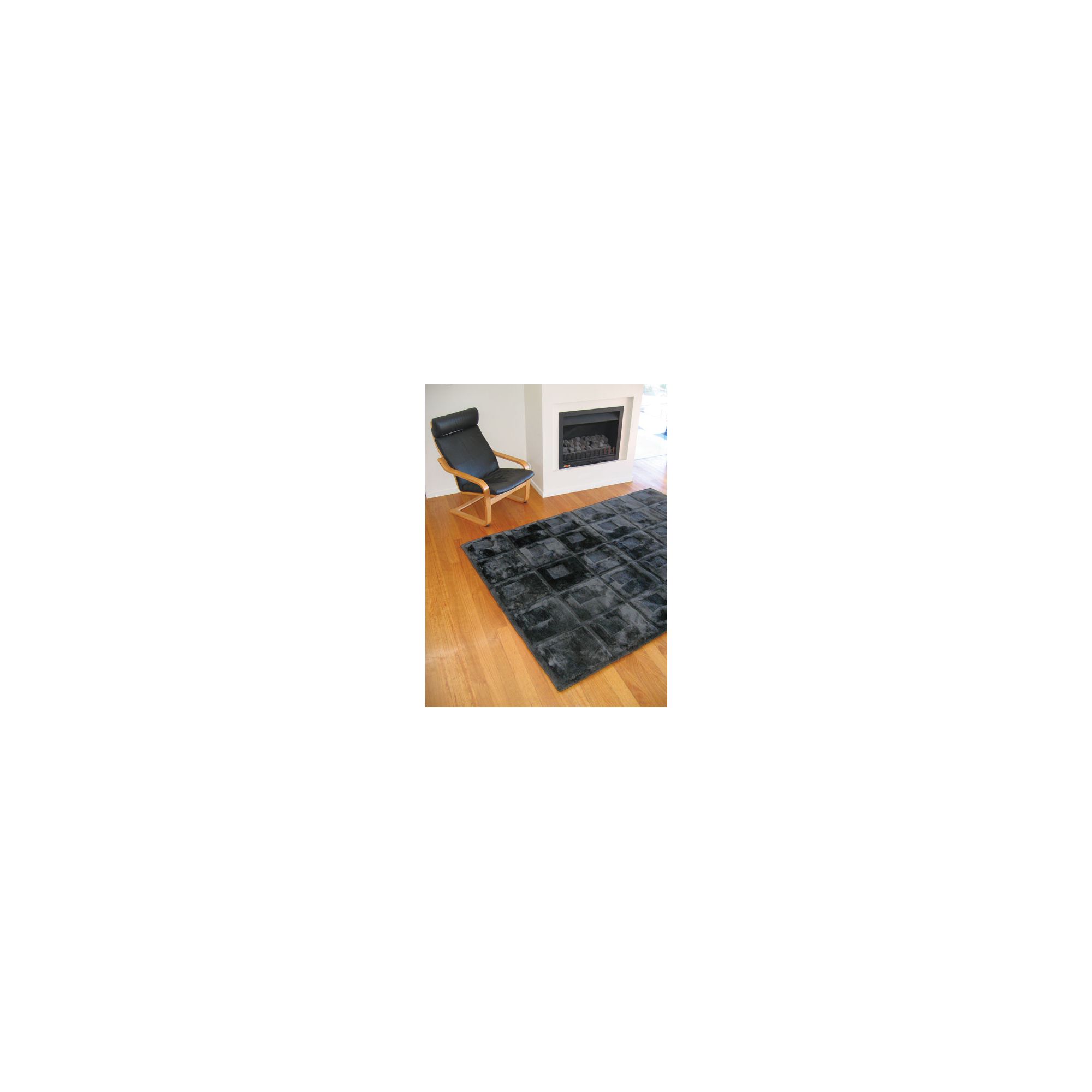 Bowron Sheepskin Shortwool Design Orbit Black Rug - 180cm H x 120cm W x 1cm D at Tesco Direct