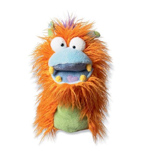 Image of Fuzzy Wuggs Hand Puppet Toy By Manhattan Toy 3yrs+ Boylie Orange