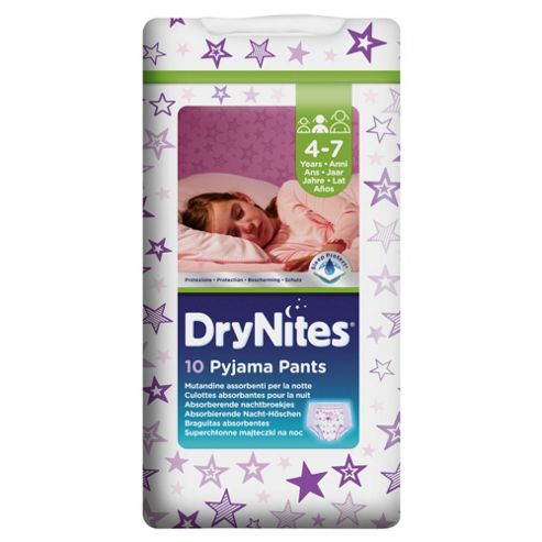 Image of Huggies Dry Nites Pyjama Pants X10 Girl 4-7 Years
