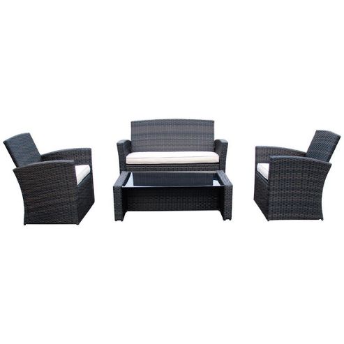 Image of Bentley Garden Deluxe Rattan 4 Piece Furniture Set - Brown & Cream